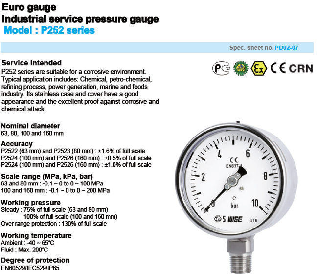 đồng hồ áp suất dải đo 0-15bar
